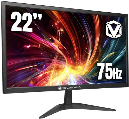 VIBOX Écran PC 21.5 Pouces, Moniteur de Bureau 75Hz, Faible lumière Bleue, Confort des Yeux, VGA et HDMI, Noir