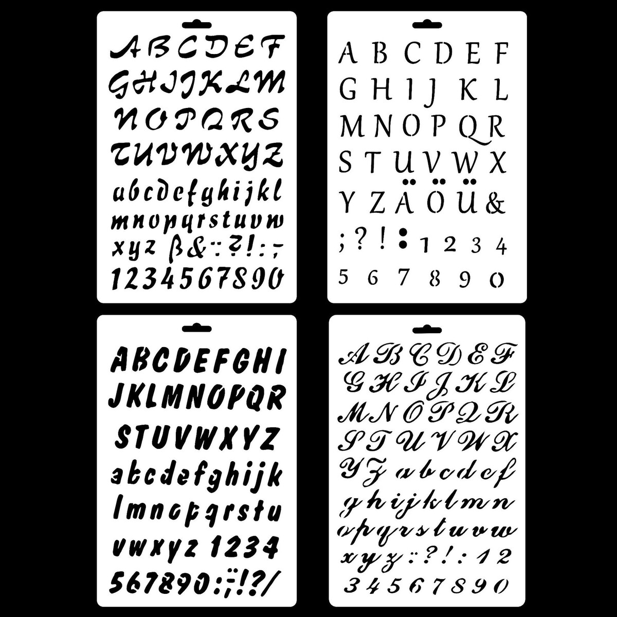 Ensemble de pochoirs style alphabet taille A4, 4 pièces par lot, lettres anglaises, parfait pour le bricolage à la maison, le scrapbooking, le coloriage, la superposition ou le gaufrage, créatif, nouveauté