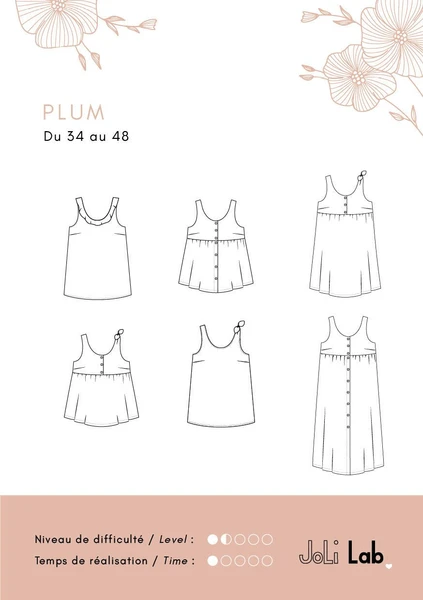 Robe/Top Plum - Patron Couture PDF ou Pochette