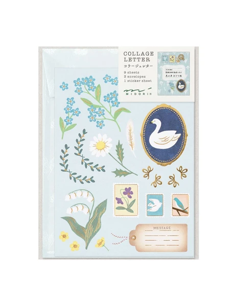 Lot de papier à lettre + enveloppes + stickers - Oiseaux - Midori