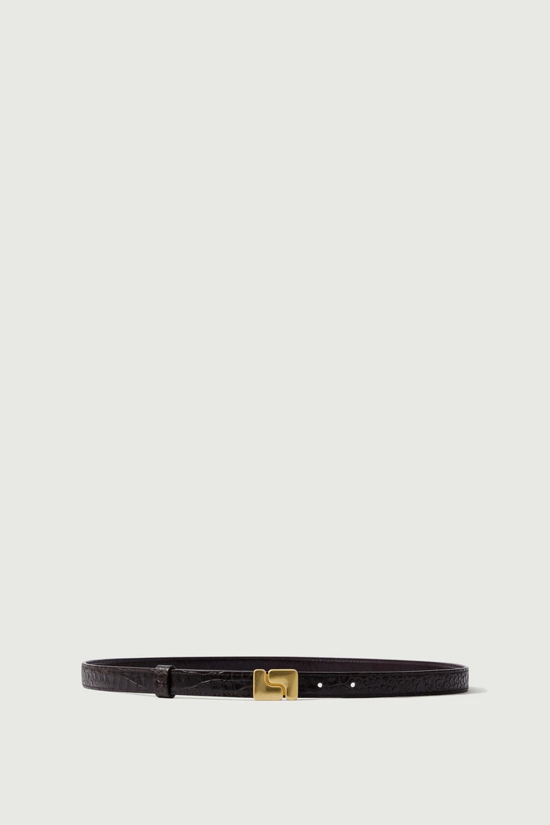 CEINTURE NINON MINI MARRON CROCO