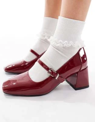 London Rebel - Hazel - Chaussures vernies à talon carré mi-haut - Rouge