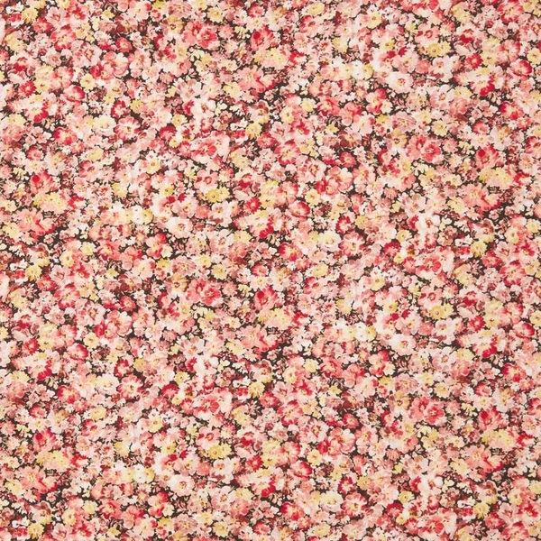 Tissu viscose Prairie fleurie – rouge/noir - Idéal pour Tuniques