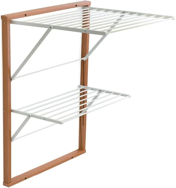 Arredamenti Italia Wall Mounted Clothes Rack, Wood, Cherry, APERTO: P63 x L69 x H80 cm, CHI.: P3 x L69 x H95 cm