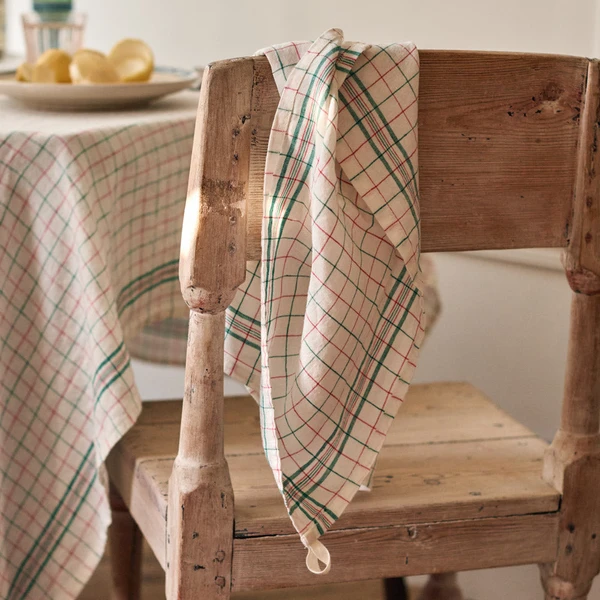 Torchon en lin lavé - Office Rose Vert