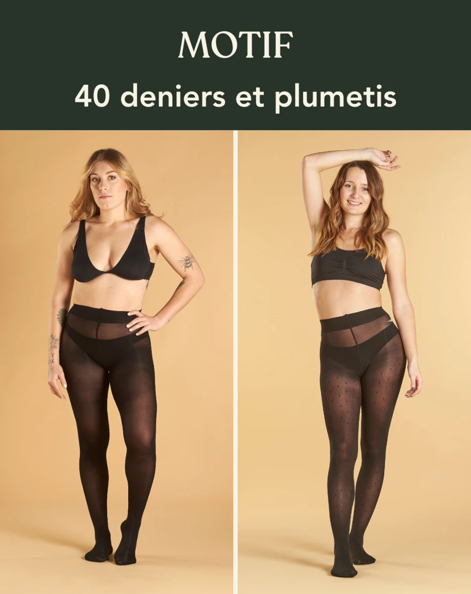 Coffret MOTIF : duo 40 deniers noir et plumetis