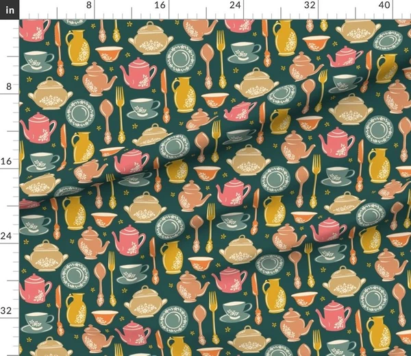 Fabric in Vintage Porcelain Charm -Sunset Sips-Medium