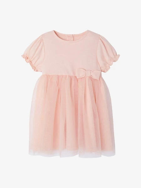 Robe cérémonie tulle glitter bébé rose pâle - Vertbaudet