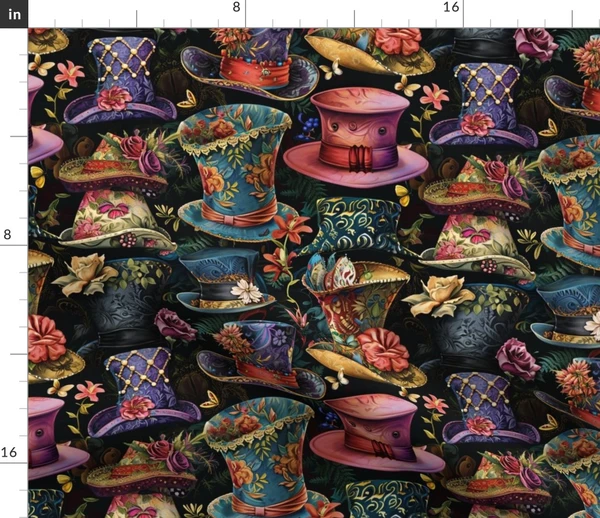 Alice in Wonderland Mad Hatter Hats Fabric | Spoonflower