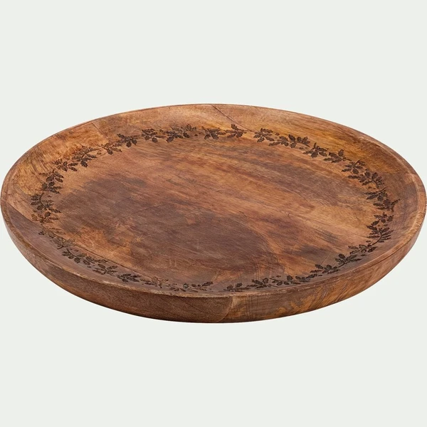 AIGOUAL - Plateau déco rond en bois de manguier D28cm - naturel