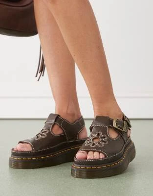Dr Martens - Dunnet - Sandales à fleurs - Marron
