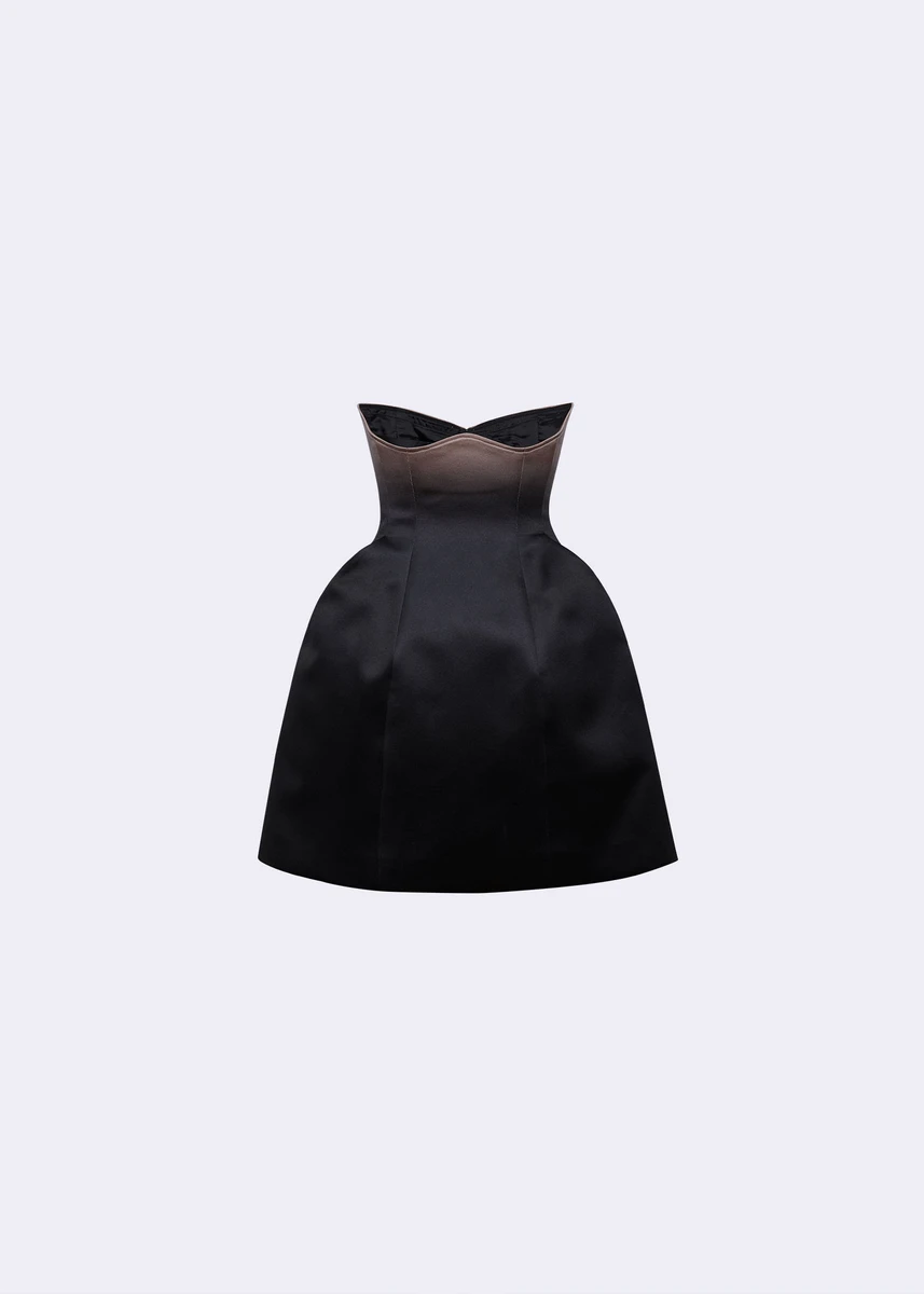 Black Ombre Nude Under-Bust Corset Mini Bell Skirt - POEM