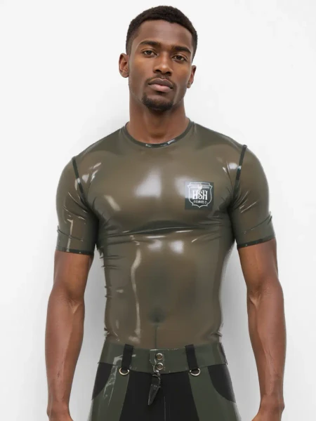 T-shirt vert en latex pour homme