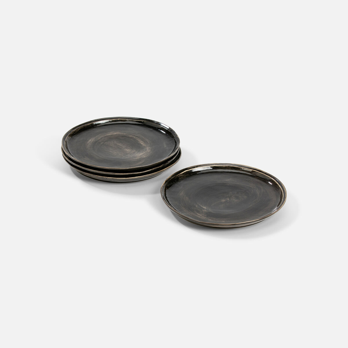 Mosi lunch plate set of 4 - stoneware - dark brown