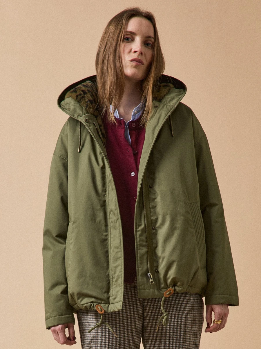 Parka courte femme doublée imitation fourrure