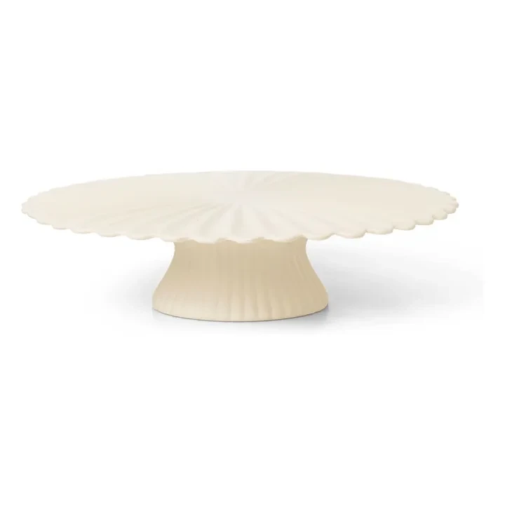 Plat à gâteau en grès Fountain | Off-White