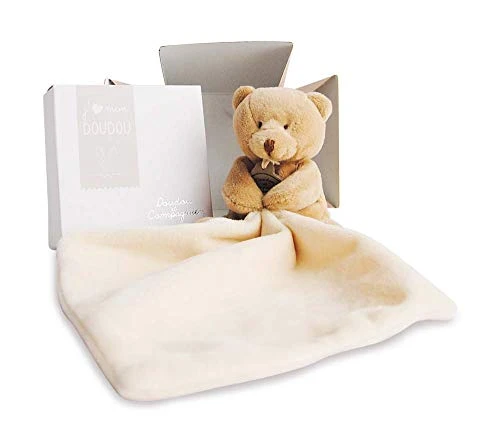 Doudou et Compagnie - Doudou Ours Mouchoir - Boîte en Forme de Fleur - Marron - 10 Cm - Idée Cadeau de Naissance Fille et Garçon - Garantie Doudou Perdu - 302
