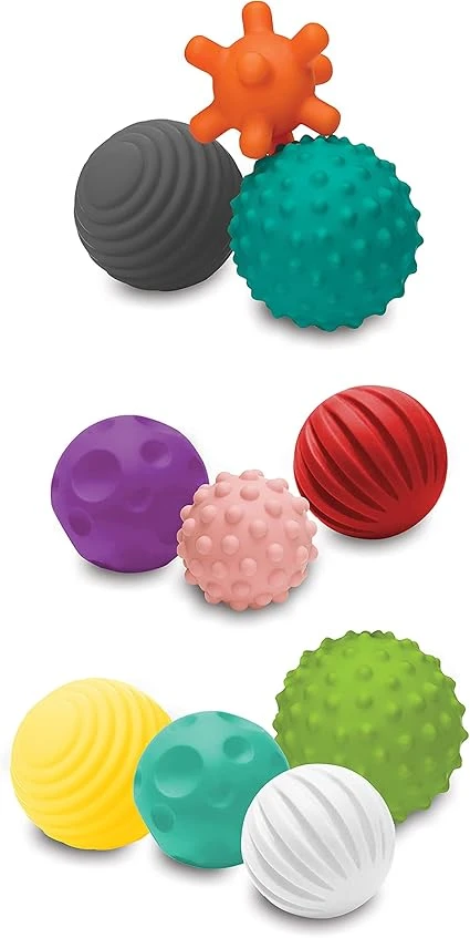 Infantino Textured Multi Ball Set - Textured Ball Set Toy for Sensory Exploration and Engagement for Ages 6 Months and up, 10 Piece Set