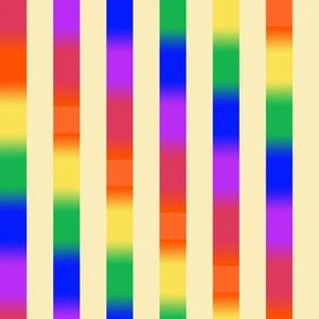 Rainbow Prismatic Stripes on Off-White Fabric | Spoonflower
