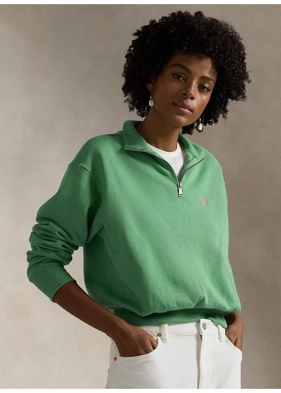 Sweat col montant en coton mélangé | Vert