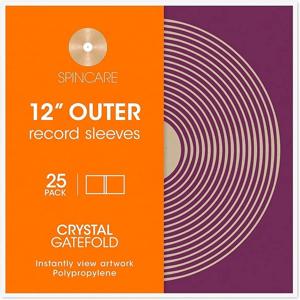 25 x Gatefold Vinyl Record Sleeves 33 Turns | Fold-Out Sleeves Crystal for 33T LP Albums Single Double | Polypropylene Plastic Transparent
