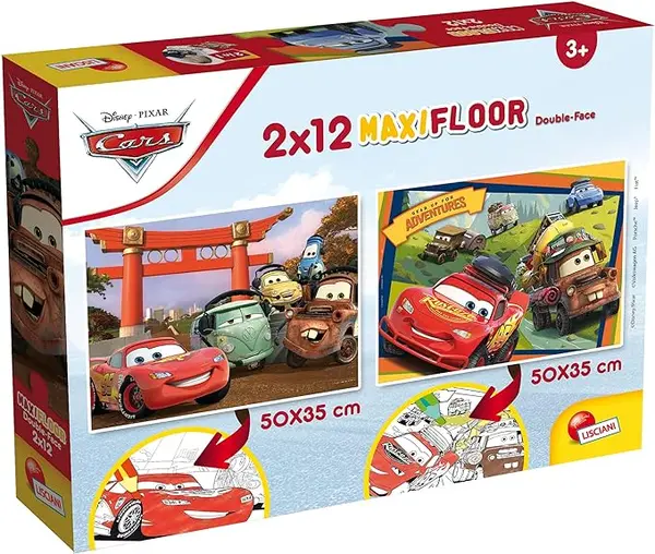 Lisciani Giochi - Disney Puzzle Supermaxi 2 x 12 Cars Puzzle pour enfants, 86559