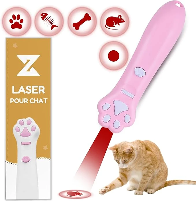ZANDOPO Jouet Chat et Chien | Projecteur d'images Mural | Jouet Intérieur Interactif pour Chat avec 5 Designs Différents | Idéal pour Chien, Chat, Chaton, Chiot (Rose)