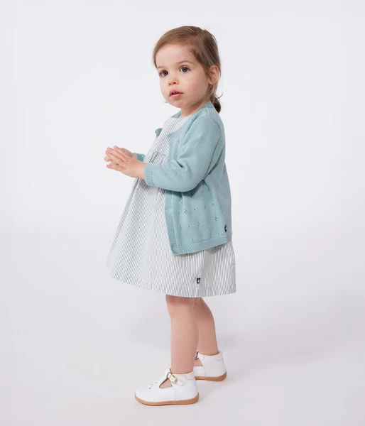 Cardigan bébé en coton point fantaisie