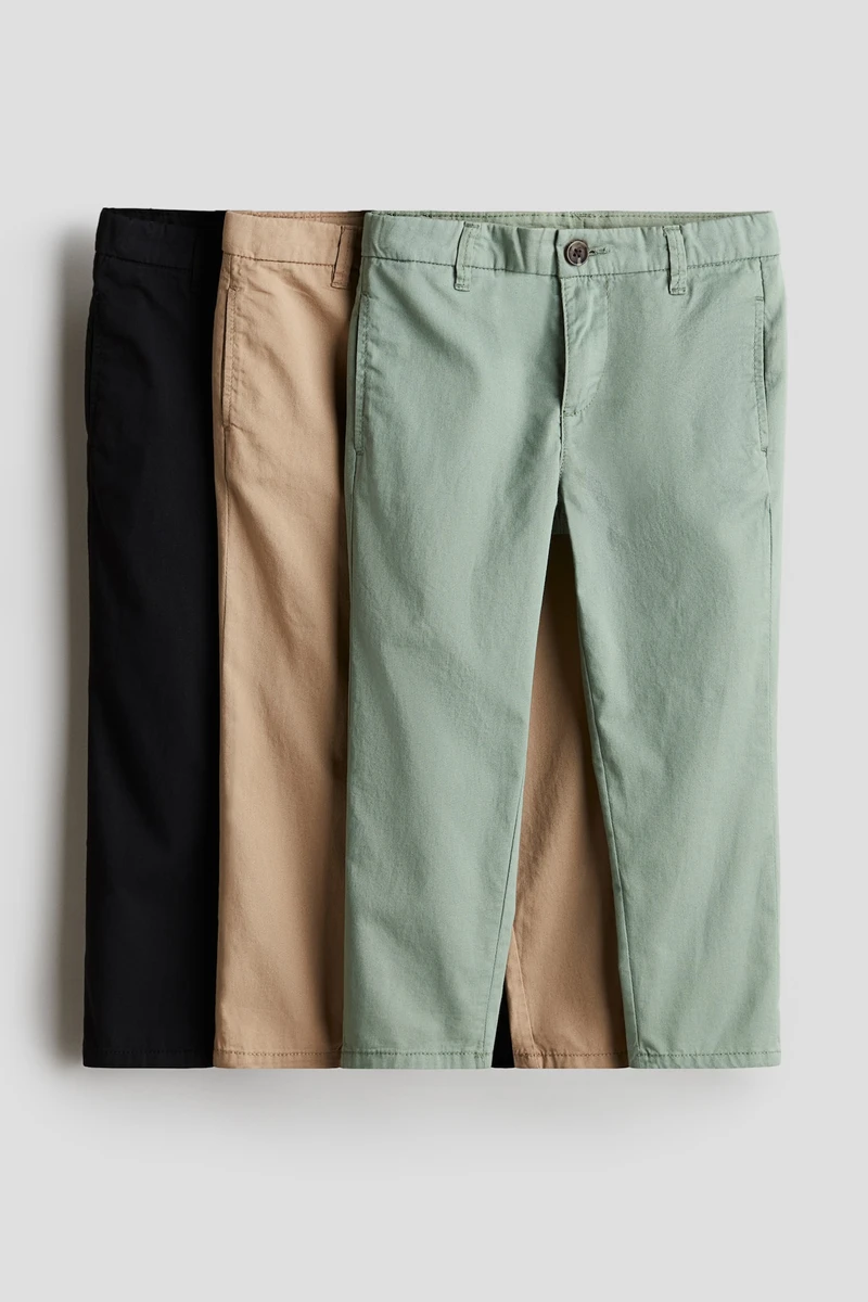 Lot de 3 chinos en twill de coton