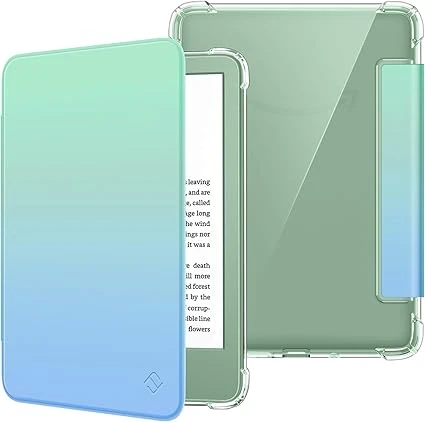 FINTIE Étui pour 6" Kindle (11e Génération, Modèle 2024/2022), Étui Transparent en TPU Souple Housse Veille/Réveil Auto, Ombre Littorale