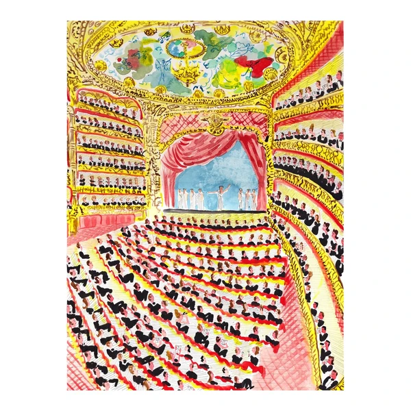 "Night at the Opera" Contemporary Original Whimsical Print by Pauline de Roussy de Sales