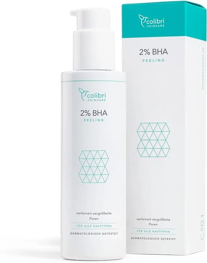 colibri skincare 2% BHA PEELING (100ml) - Gel exfoliant à base d’acide salicylique (salicylic acid) pour une peau purifiée en profondeur - Minimise les points noirs et boutons - Made in Germany