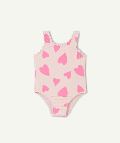 Maillot une pièce bébé fille rose cœurs