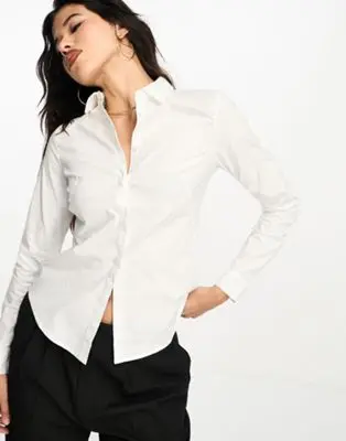ASOS DESIGN - Chemise ajustée à manches longues - Blanc | ASOS