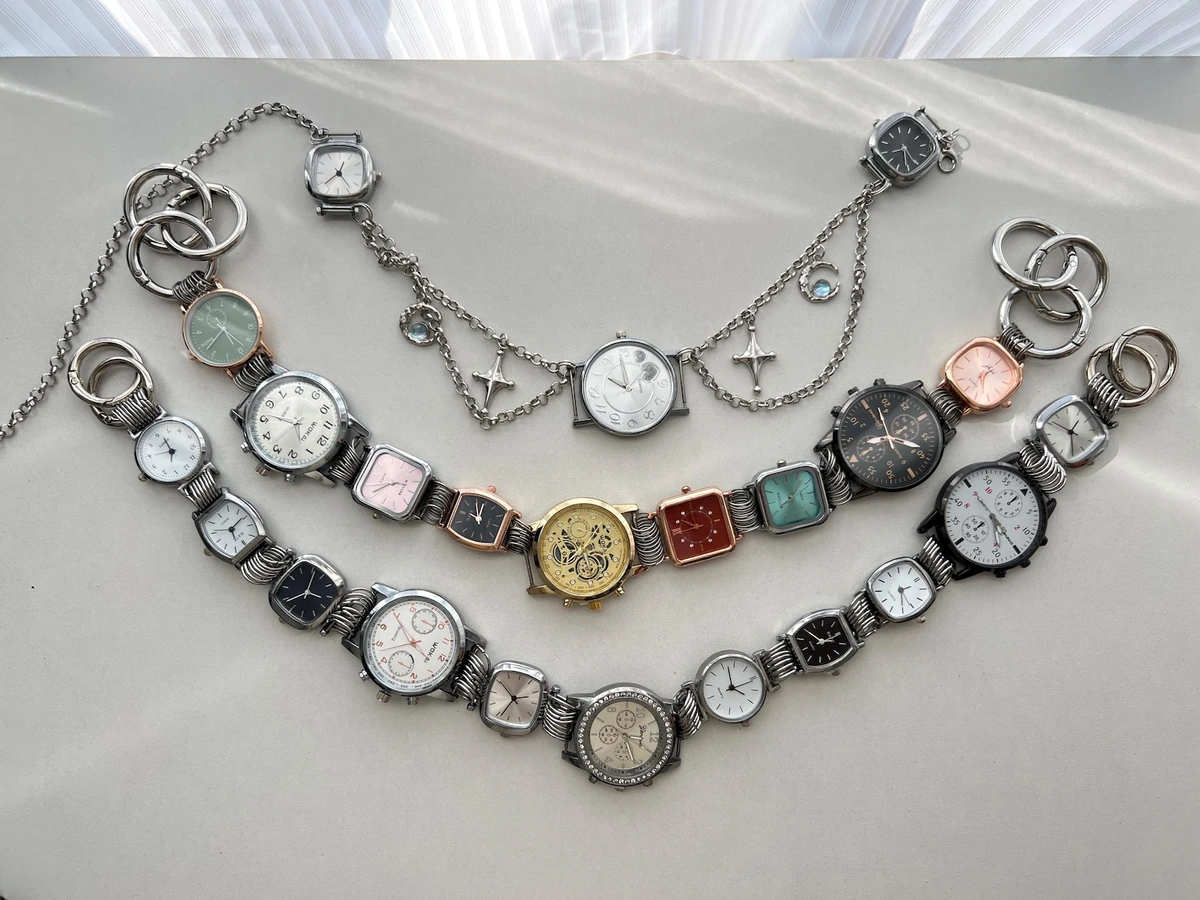 Waist of Time—Cyberpunk multicolor watch pants chain& bag strap, silver watch bag strap. Y2K clock bag chain, trendy unisex bag accessory