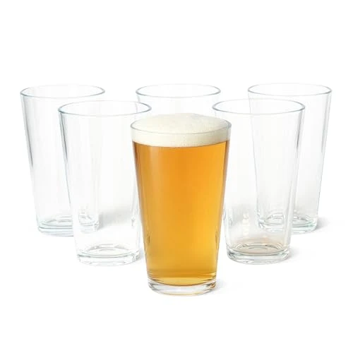 Amazon Basics Verres à Bière, Lot de 6 Pièces, 47,3cl, Compatible Lave-Vaisselle