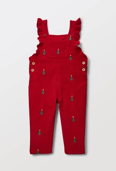 Salopette longue en velours brodée en coton BIO GOTS