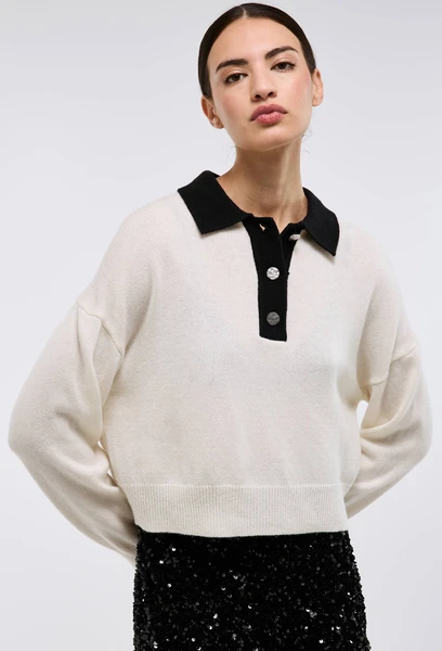 Pull col polo en laine et cachemire