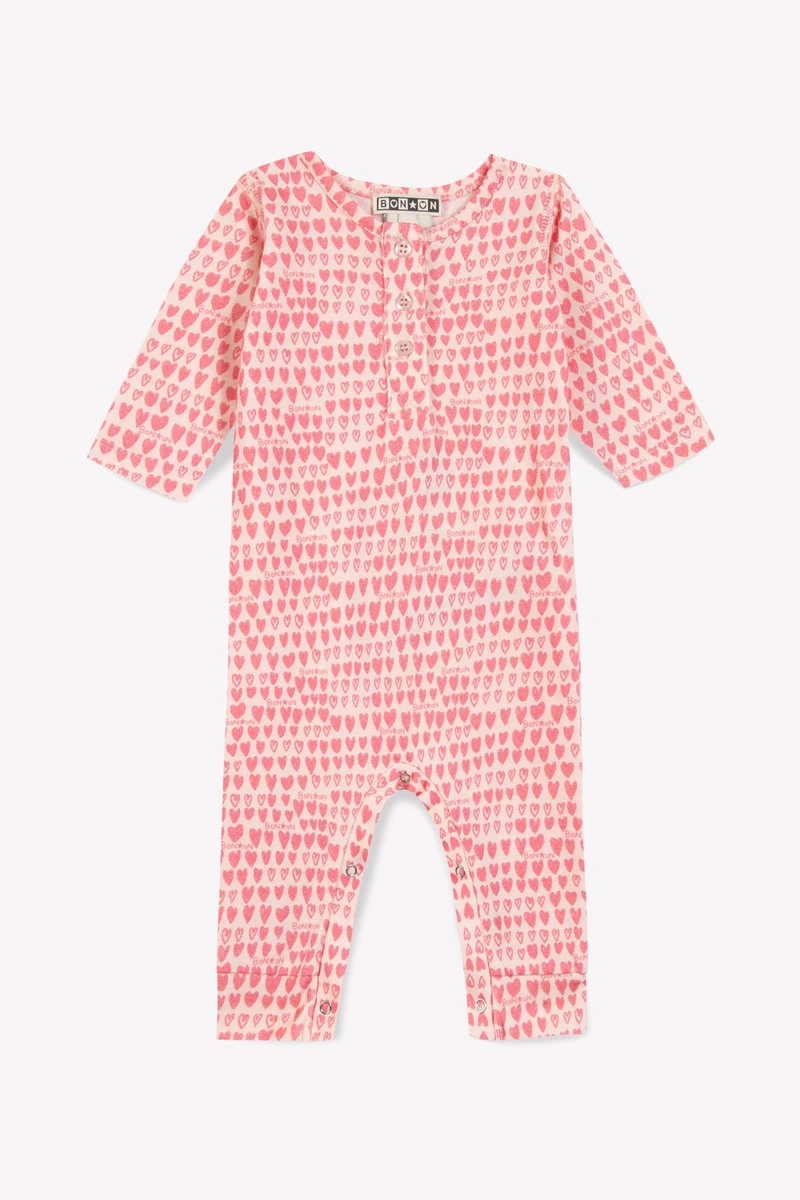 Pyjama - Rose imprimé coeur