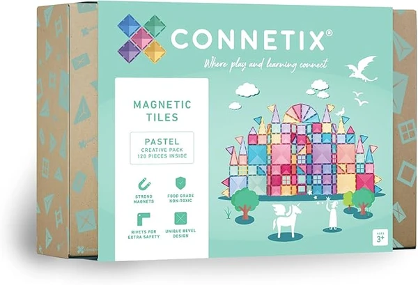CONNETIX Tuiles Magnétiques - Pack Créatif Pastel, 120 Pièces