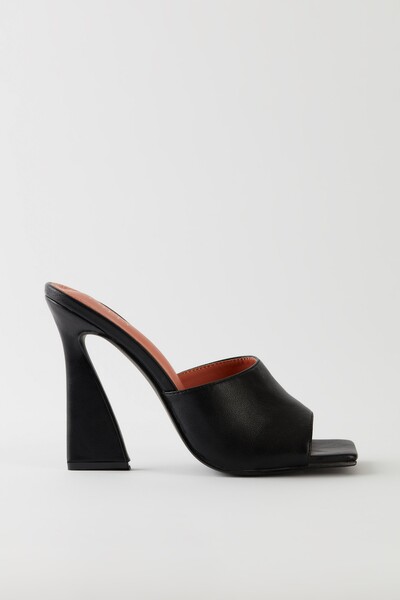 Trust Me Leatherette Mule Heels in Black