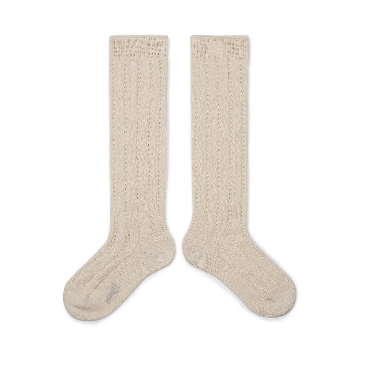 Léonie - Chaussettes hautes maille crochet en fil d'Ecosse - Doux Agneaux