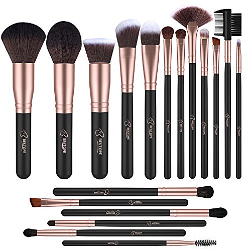 Lot de 18 pinceaux de maquillage professionnels Bestope, pinceaux de maquillage synthétiques de qualité supérieure pour fond de teint, blush, correcteurs pour les yeux