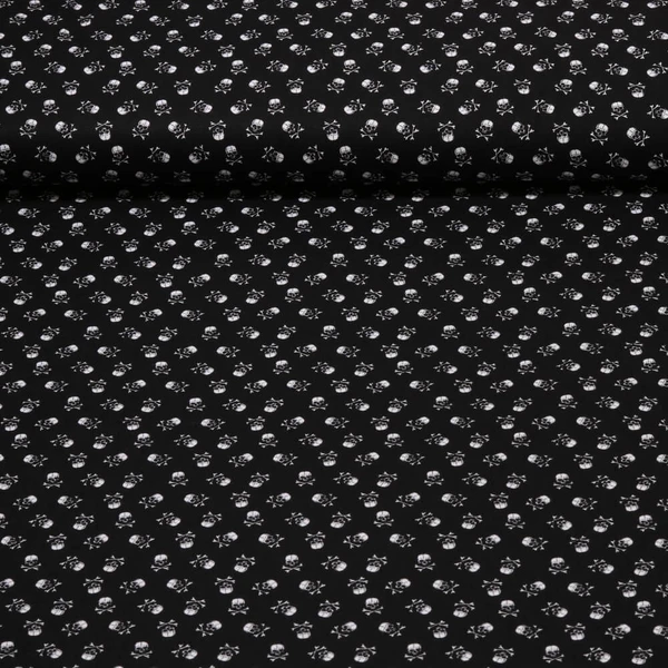 Coton tissu en coton - Crânes Noir blanc