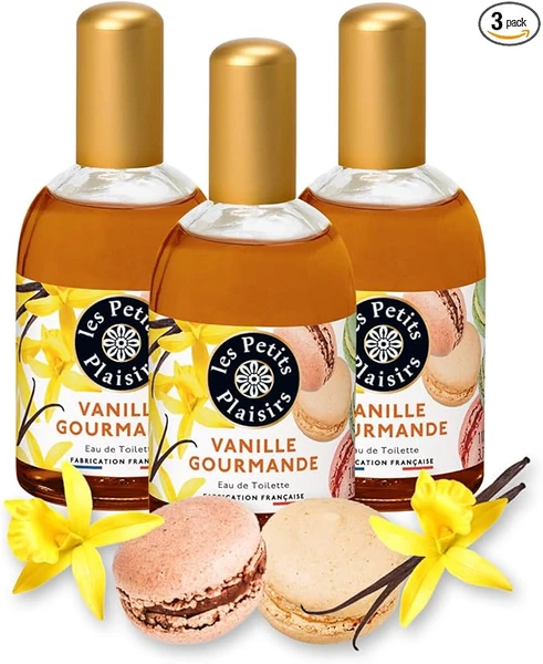 Les Petits Plaisirs - Set of 3 - Eau de Toilette Vanilla Gourmande, Eau de Toilette Women, Warm and enchanting. Gift box, Made in France, 110 ml bottle