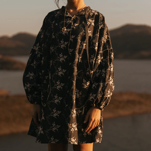 STONE dress - EMBROIDERED FLOWERS