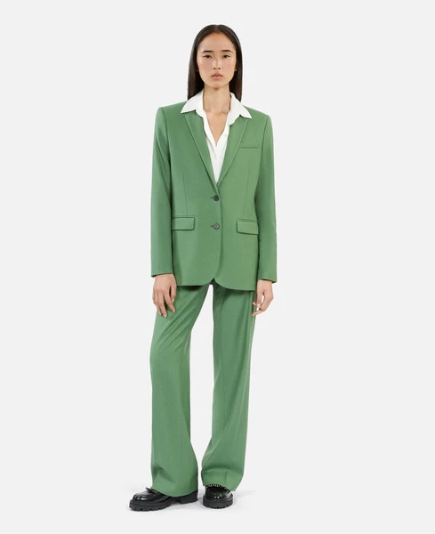 Veste tailleur en laine verte | The Kooples - France