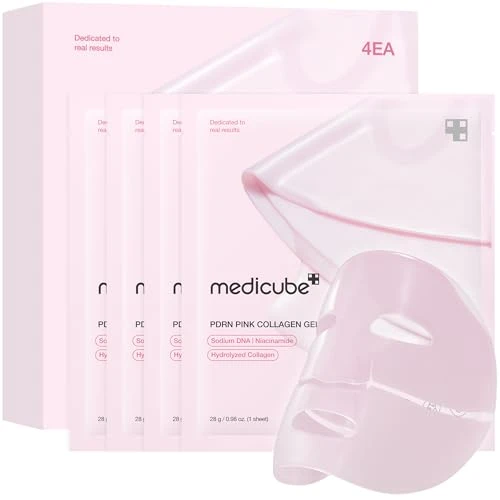 medicube Masque De Nuit En Gel Au Collagène Rose Salmon Dna Pdrn, Masque De Nuit Pour Une Peau Éclatante, Élastique, Hydratante, Raffermissante Et Hydratante, 4 Unités (Lot De 1)