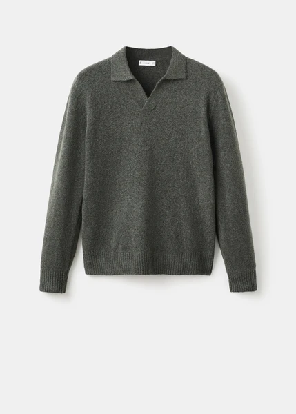 Pull-over polo maille laine mélangée