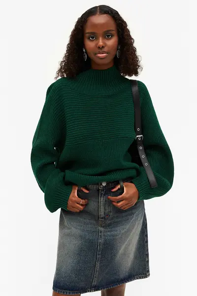 Pull en maille verticale à col roulé